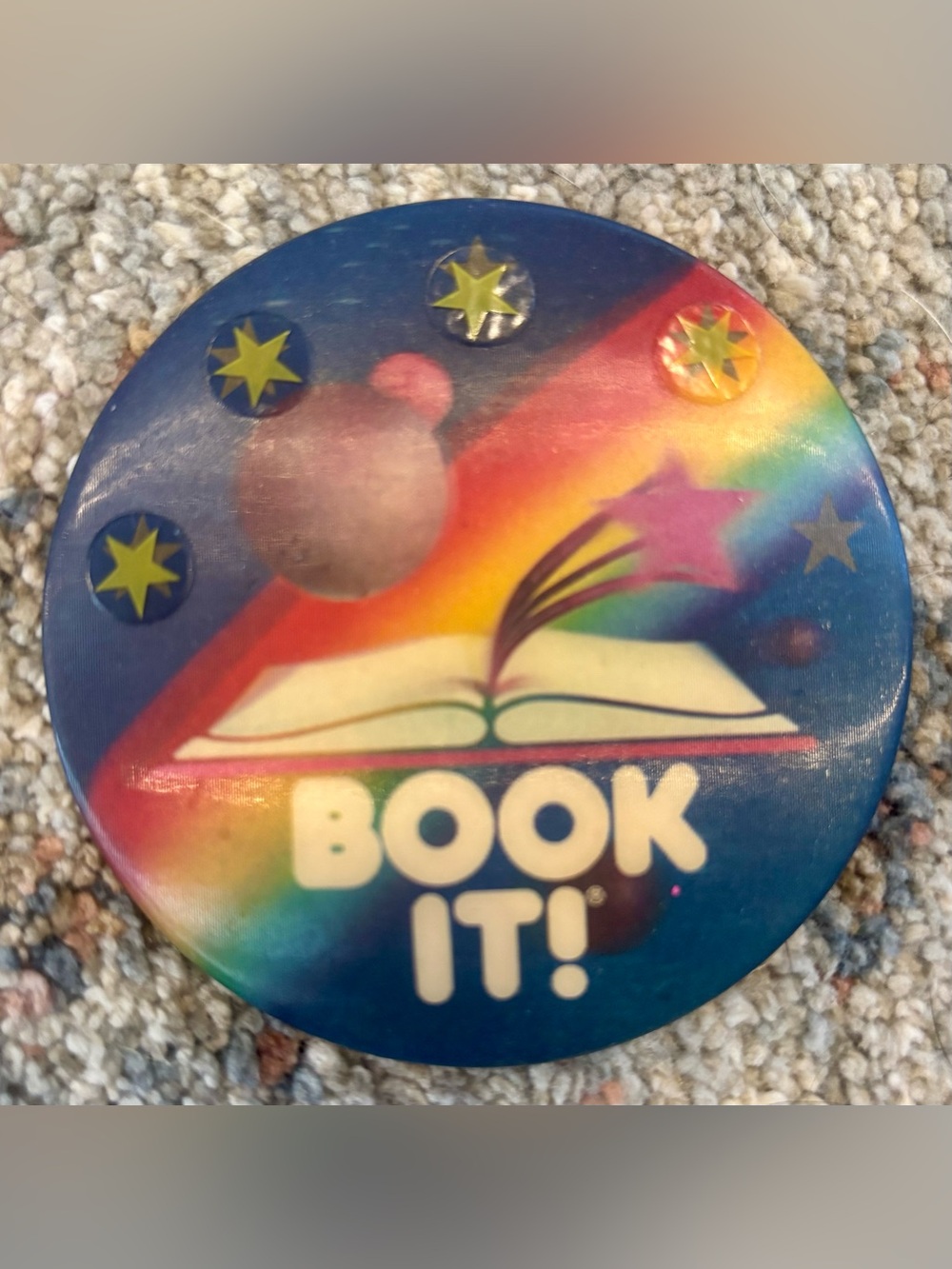 Pizza Hut Book It! Rainbow Star Button Pin 1990s